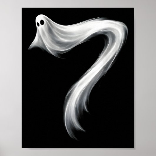 ナンバー7 ゴースト おもしろい 六 七 67 ハロウィン メメ ポスター (正面)