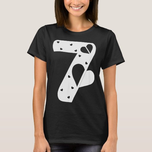 ナンバー7 ハート 愛 67 カップルおそろい クリスマス Tシャツ (正面)