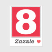 ナンバー8ステッ赤と白カー シール (シート)