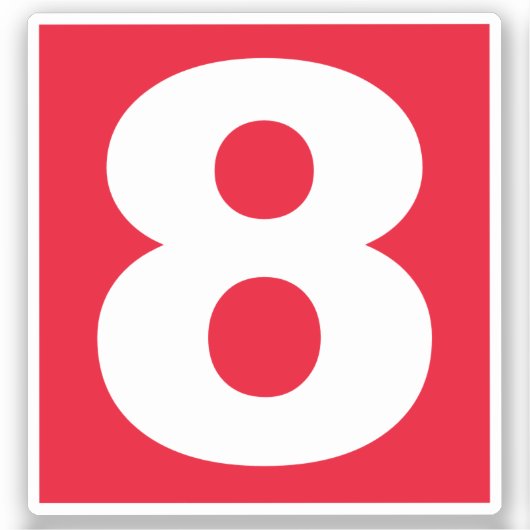 ナンバー8ステッ赤と白カー シール (正面)
