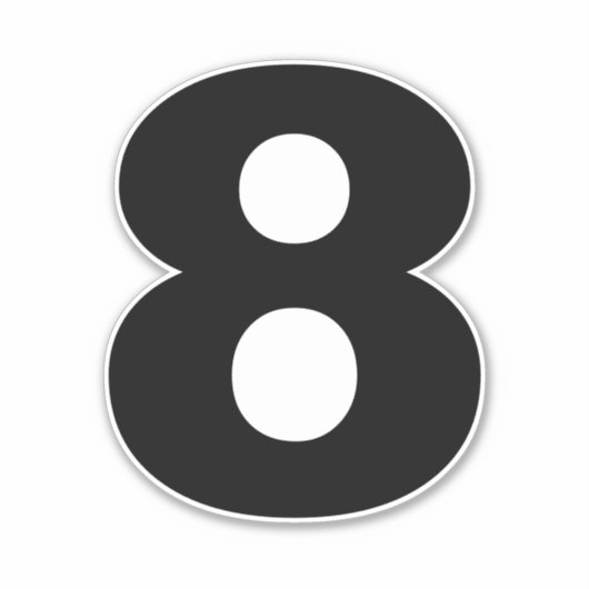 ナンバー8白黒ステッカー シール (正面)