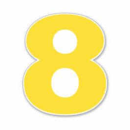 ナンバー8金ゴールドとホワイトステッカー シール