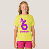 ナンバー&ネーム誕生日カウトバタフライパープル Tシャツ (正面フル)