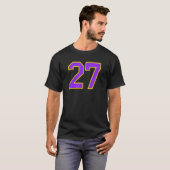 ナンバー #27 スポーツ ジャージ 黄色 紫 好きな ル Tシャツ (正面フル)