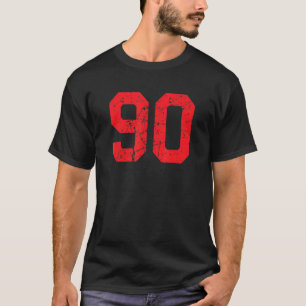 ナンバー#90スポーツジャージーレッド動揺してヴィンテージルー Tシャツ