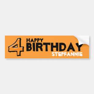 ナンバ間抜けー4オレンジ色の誕生日バンパーシール バンパーステッカー