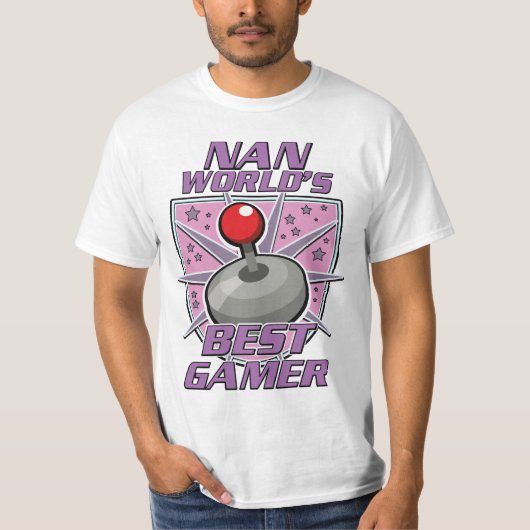 ナン 世界一のゲーマー レトロロゴ Tシャツ (正面)