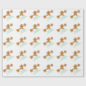 ナヴィダス!ジンジャーブレッドpals – 緑/白 ラッピングペーパー (フラット)