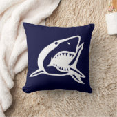 ナヴィーブルー枕の白いサメ クッション (ブランケット)