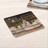 ナヴォナ広場の海王星の泉 – ローマ スクエアペーパーコースター (アングル)