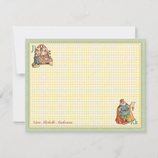 ナーサリー・ライムの絵柄がプリントされた、かわいいフラットなグリーティングカード ノートカード (正面)