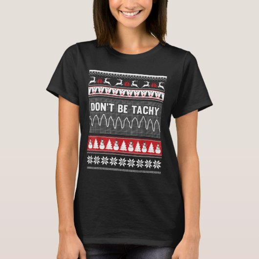 ナーシング+タキってダメよ クリスマス ださいセーター Tシャツ (正面)