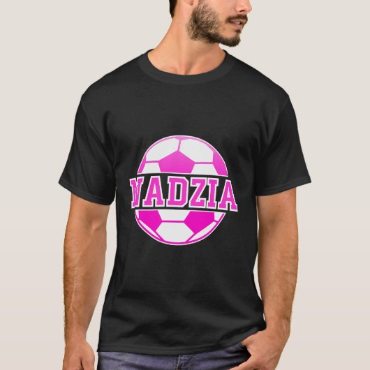 ナージア名女子サッカー遊サッカースポーツファン Tシャツ (正面)
