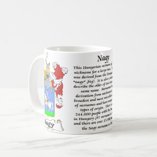 ナージ家族のハンガリーの紋章付き外衣マグ コーヒーマグカップ (正面左)