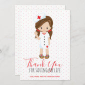 ナースありがとうキャラクターブラウンヘア サンキューカード (正面/裏面)