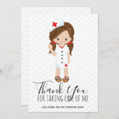 ナースありがとうキャラクターブラウンヘア サンキューカード (正面/裏面)