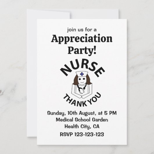 ナースありがとうナース感謝 招待状 (正面)