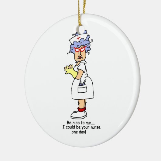 ナースおもしろいがTシャツとギフトに優しい セラミックオーナメント (左)