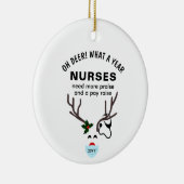 ナースおもしろいクリスマスステソスコープのトナカイカスタムア セラミックオーナメント (右)