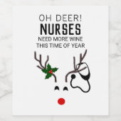 ナースおもしろいクリスマストナカイ聴診器 ワインラベル (シングルラベル)