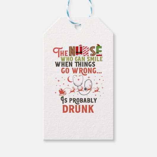 ナースおもしろいクリスマスプーン引用文笑わされる ギフトタグ (正面)