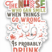 ナースおもしろいクリスマスプーン引用文笑わされる シール (正面)