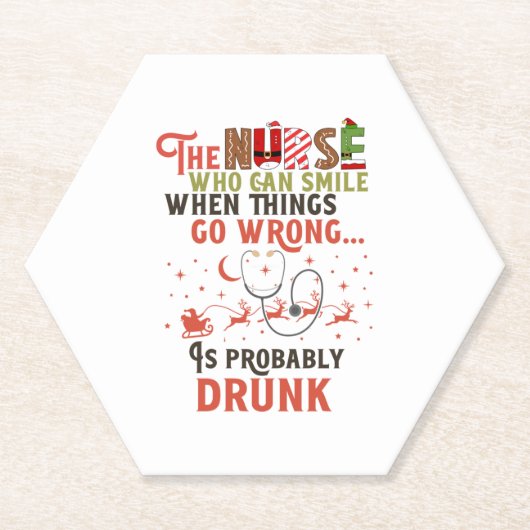 ナースおもしろいクリスマスプーン引用文笑わされる ペーパーコースター (正面)