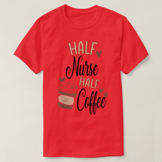 ナースおもしろいコーヒーとハート授乳用コーヒー Tシャツ (デザイン正面)