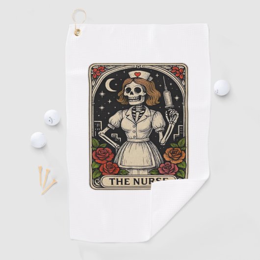 ナースおもしろいスケルトンタロットカードハロウィーン看護 ゴルフタオル (インサイチュ)