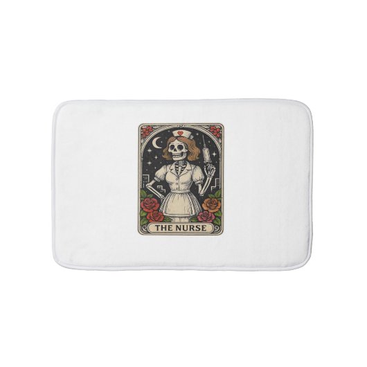 ナースおもしろいスケルトンタロットカードハロウィーン看護 バスマット (正面)