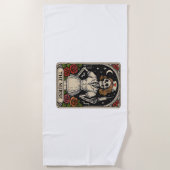 ナースおもしろいスケルトンタロットカードハロウィーン看護 ビーチタオル (正面)