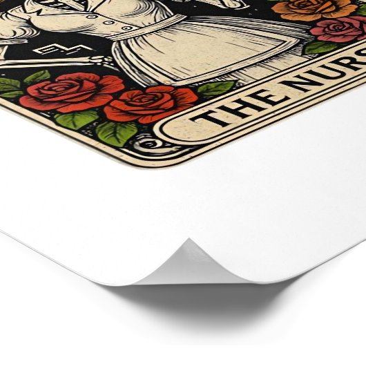 ナースおもしろいスケルトンタロットカードハロウィーン看護 ポスター (角)