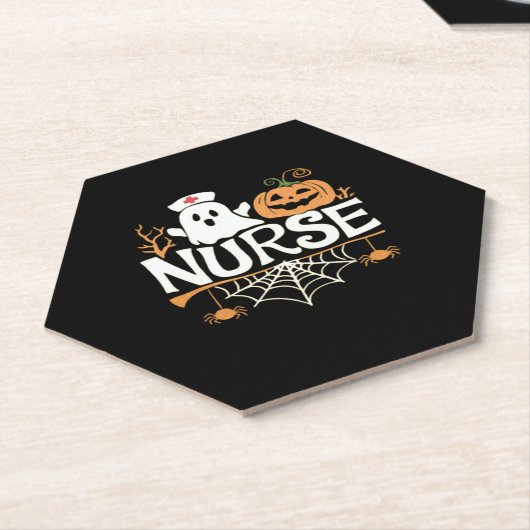 ナースおもしろいハロウィーン幽霊デザインエッセンシャルTシ ペーパーコースター (アングル)