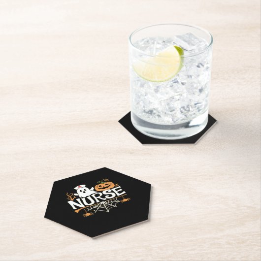 ナースおもしろいハロウィーン幽霊デザインエッセンシャルTシ ペーパーコースター (インサイチュ)