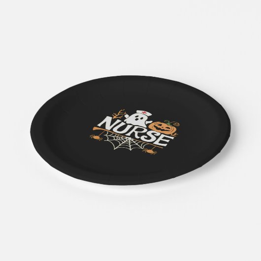 ナースおもしろいハロウィーン幽霊デザインエッセンシャルTシ ペーパープレート (アングル)