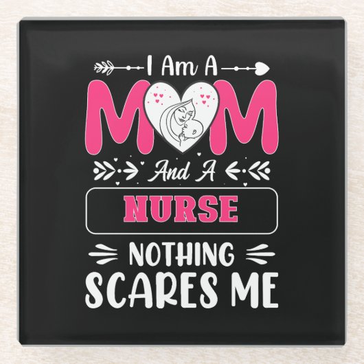 ナースおもしろいママ、ナースママおもしろい引用文 ガラスコースター (正面)