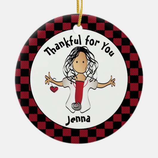 ナースおもしろいマンガ民族休日バジェットギフト セラミックオーナメント (正面)