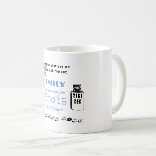 ナースおもしろいリタイアマグカパーソナライズされたートゥーン コーヒーマグカップ (正面右)