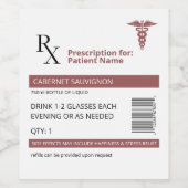 ナースおもしろい用ピンクRx処方箋ワインラベル ワインラベル (シングルラベル)