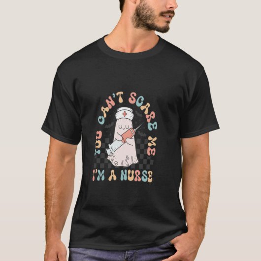 ナースおもしろい聴診器ナースカボチャスカル恋人 Tシャツ (正面)