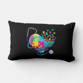 ナースおもしろい自閉症パズル聴診器ハートT-Shir ランバークッション (裏面)