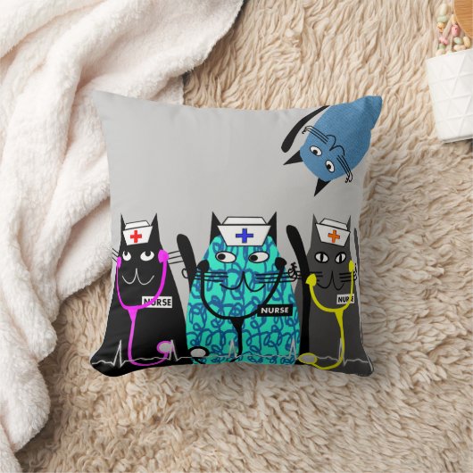 ナースお洒落な猫の枕(名前は加えます) クッション (ブランケット)