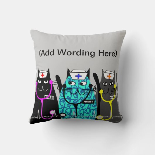 ナースお洒落な猫の枕(名前は加えます) クッション (裏面)