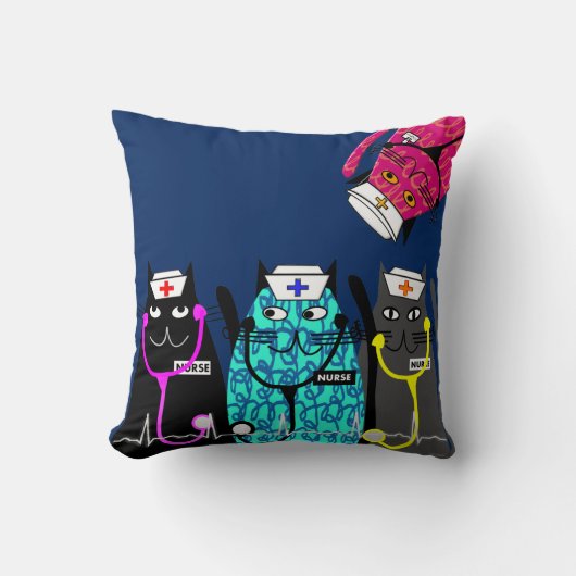 ナースお洒落な猫の枕#15 クッション (正面)