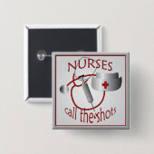 ナースがショットを呼び出すナーススクエアボタン 缶バッジ (正面&裏面)