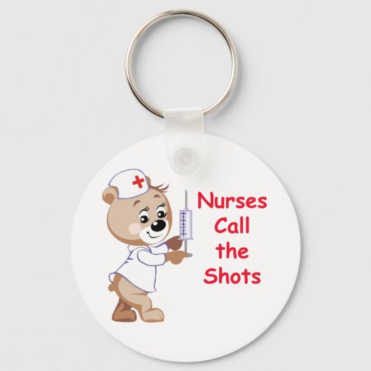 ナースがショットを呼び出す – ナースベア キーホルダー (正面)