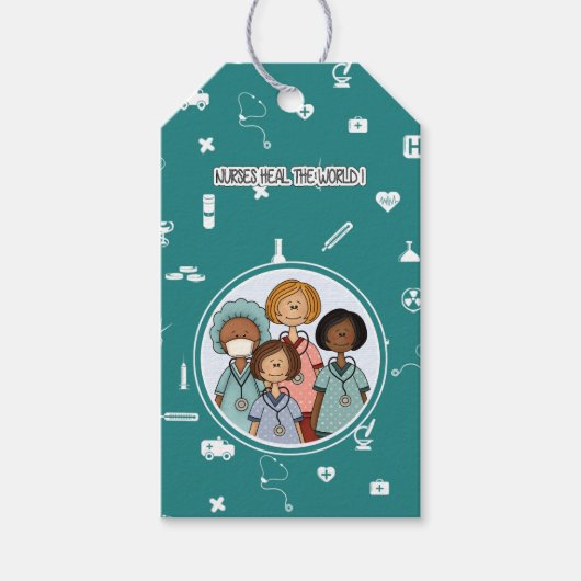 ナースが世界を癒す。カスタム ギフトタグ (正面)