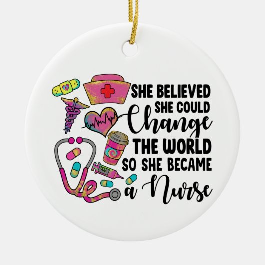 ナースが大きく変わる セラミックオーナメント (正面)
