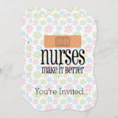 ナースが良くする、かわいいナース包帯 招待状 (正面/裏面)
