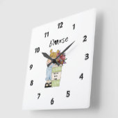 ナースが〜を提供気にする スクエア壁時計 (傾斜)